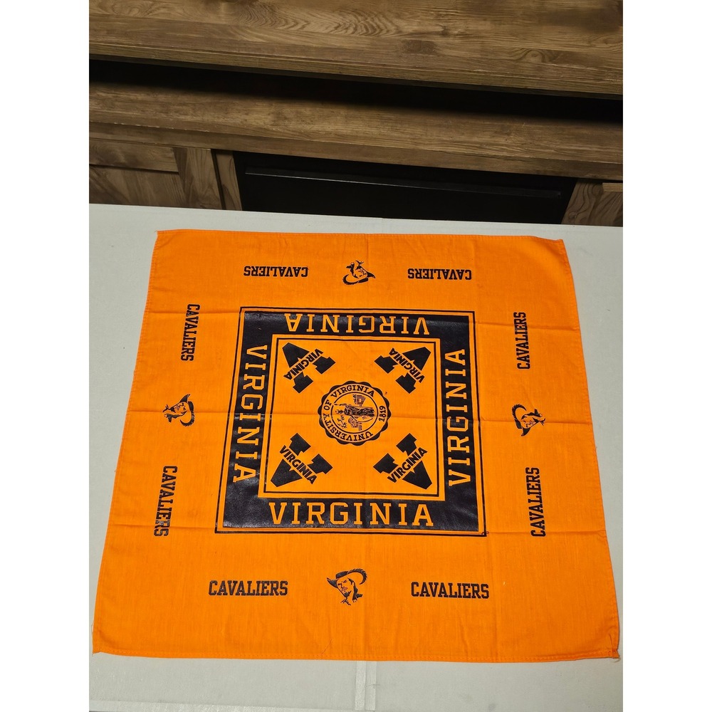 University Of Virginia One Size Orange Cotton Bandana Cavaliers Logo